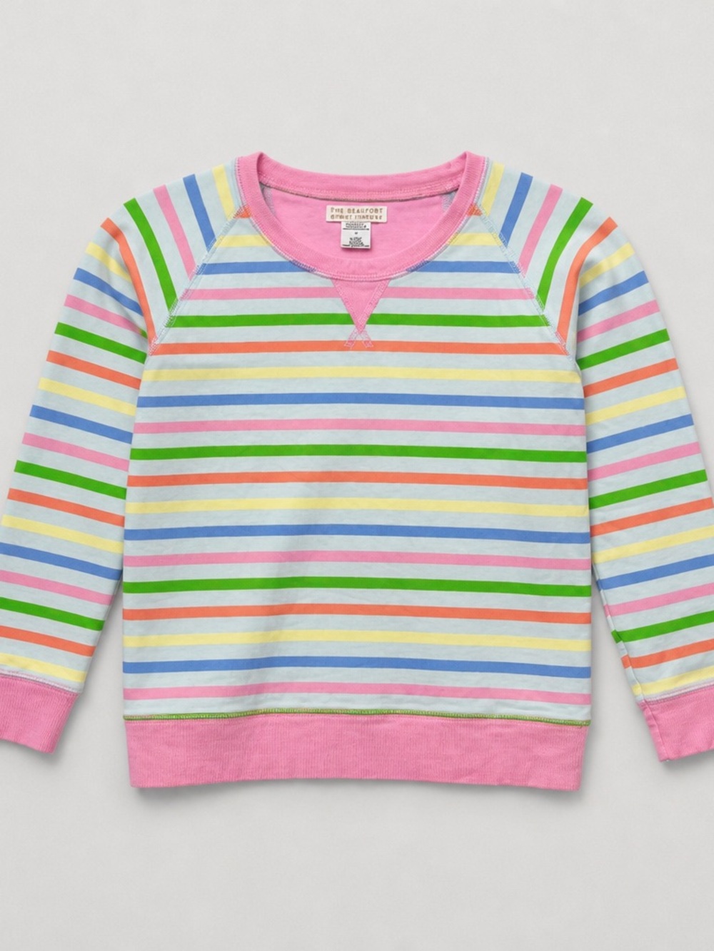 The Beaufort Bonnet Company Pink Multi-Color Striped Kids Sweatshirt size 10
